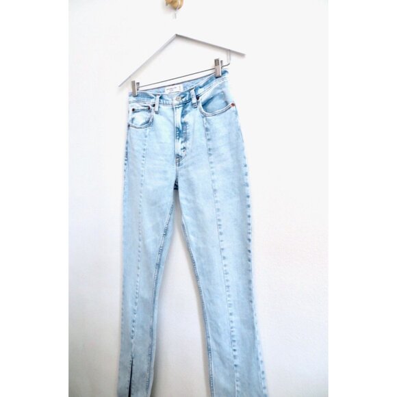 Abercrombie & Fitch The Skinny High Rise Split Hem Vent Jeans Blue 27/4 Long - Picture 12 of 16